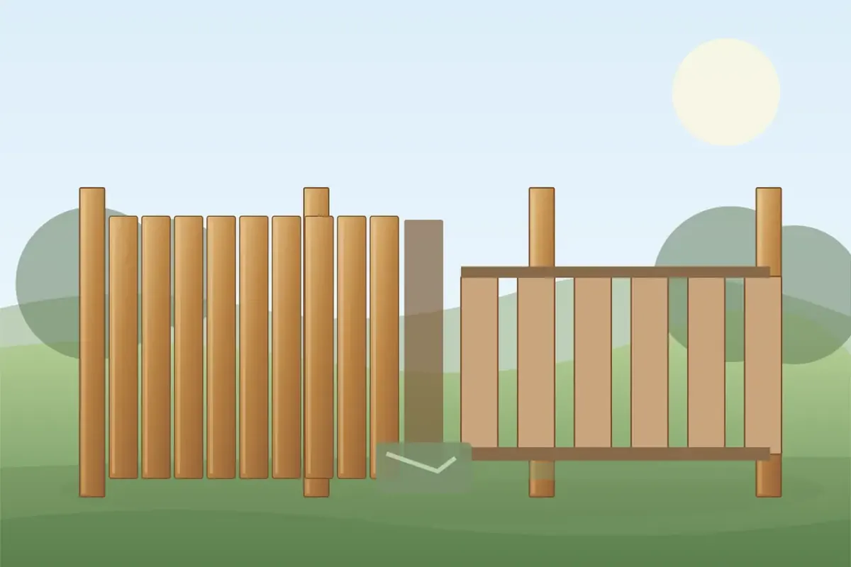Timber garden fence showing panel removal and replacement with secure posts