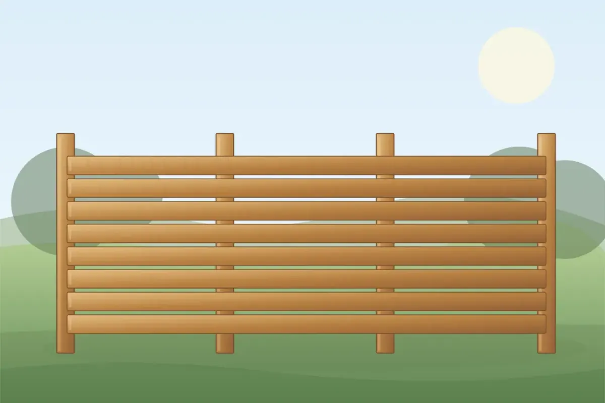 Horizontal timber fence boards and rails, illustrating fence rail repair and replacement